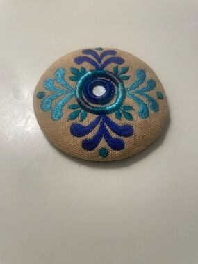 Embroidered Compact Pocket Mirror  3 in Round